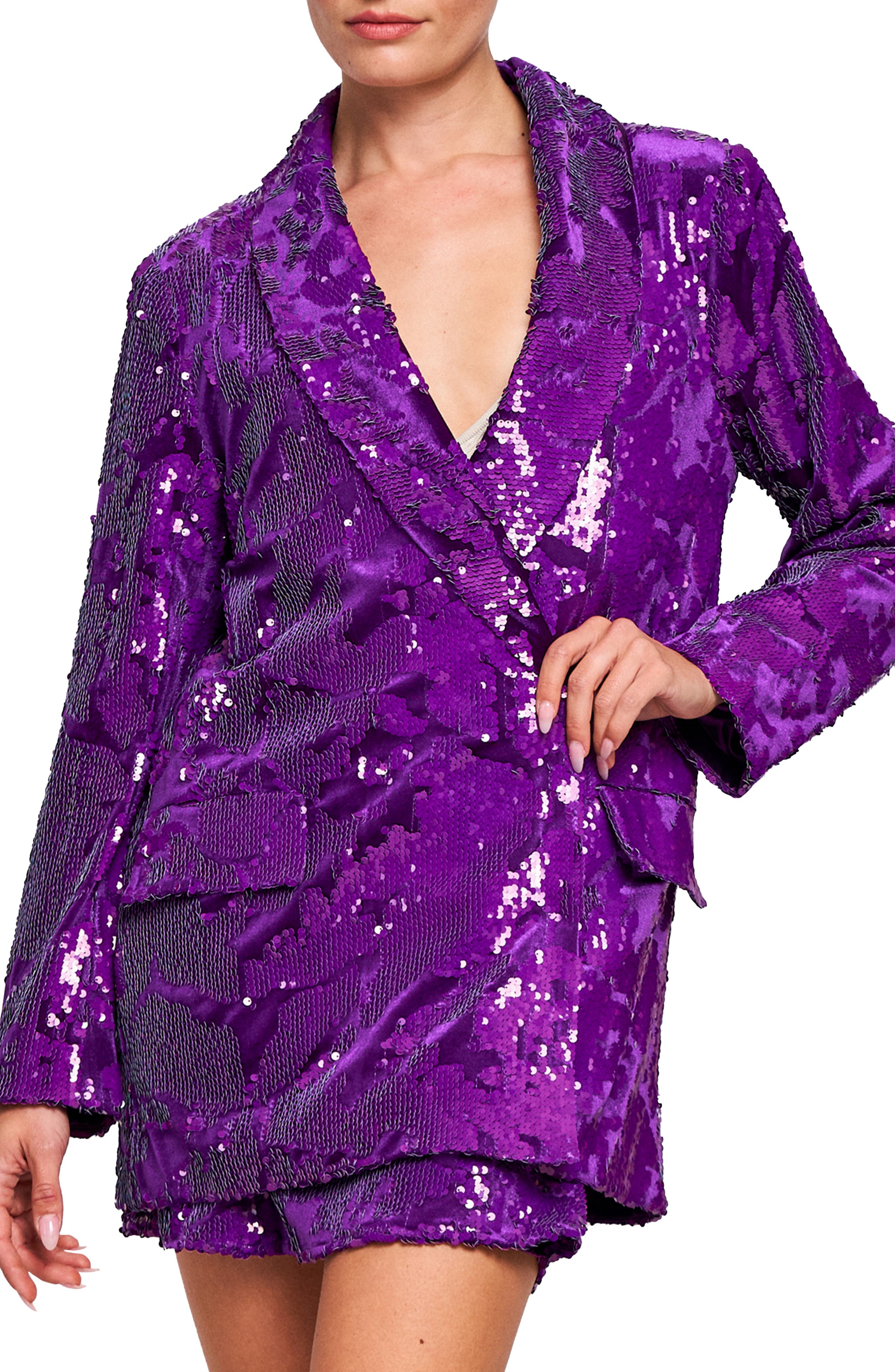 CIEBON Gena Sequin Blazer in Purple 