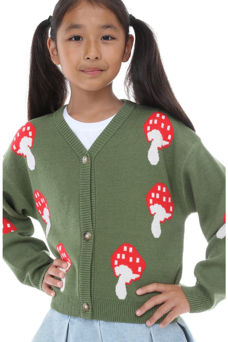 Kids' Strawberry Cardigan, Alternate, color, OLIVE