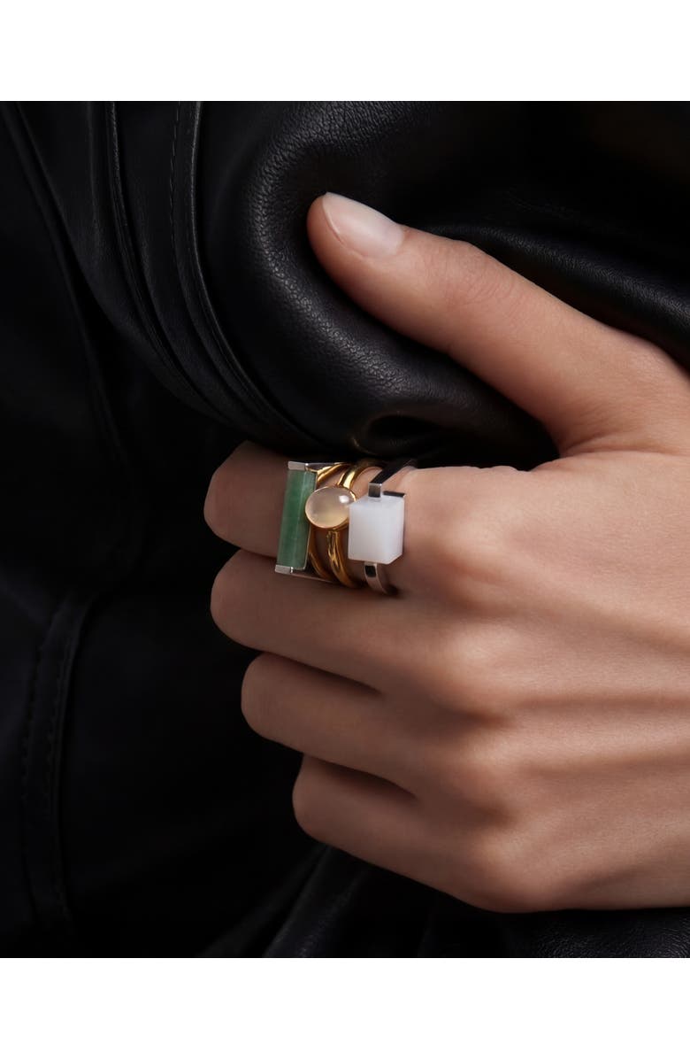 seree Halo White Chalcedony Cabochon Ring, Alternate, color, Gold