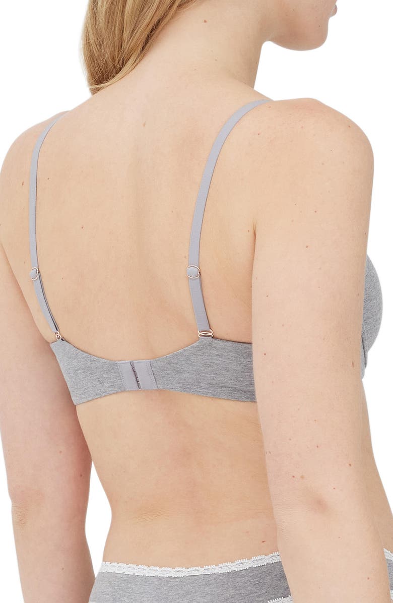 Skarlett Blue Adorned Cotton Underwire Bra, Alternate, color, Heather Grey/Ivory