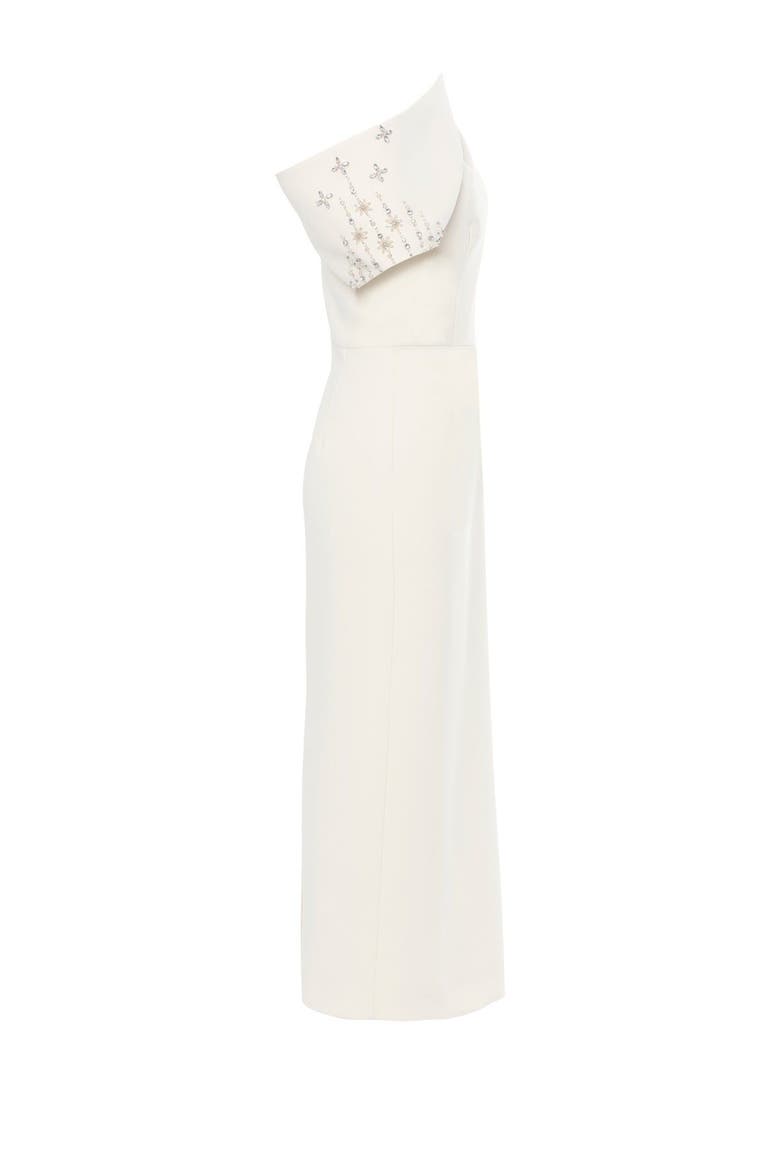 Beaded Embellished One-Shoulder Maxi Dress, Alternate, color, Beige