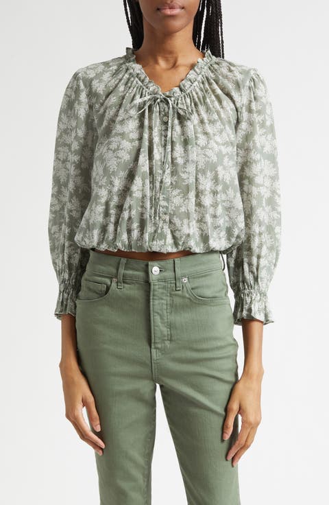Williamsen Floral Button-Up Bubble Hem Top