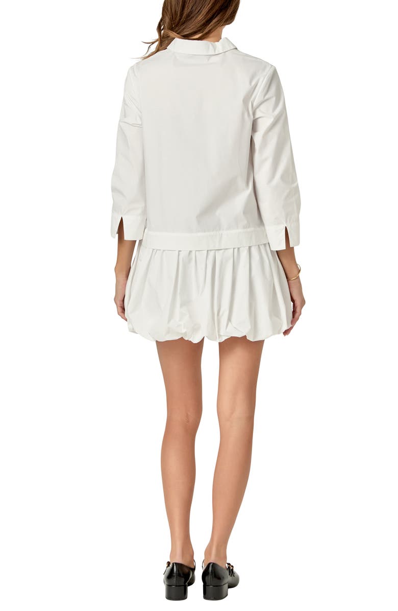English Factory Bubble Hem Long Sleeve Cotton Shirtdress, Alternate, color, White