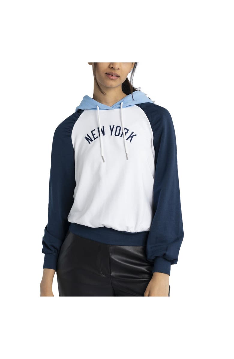 LUSSO Women's Lusso White New York Yankees Marlowe Tri-Blend Raglan Pullover Hoodie, Alternate, color, White