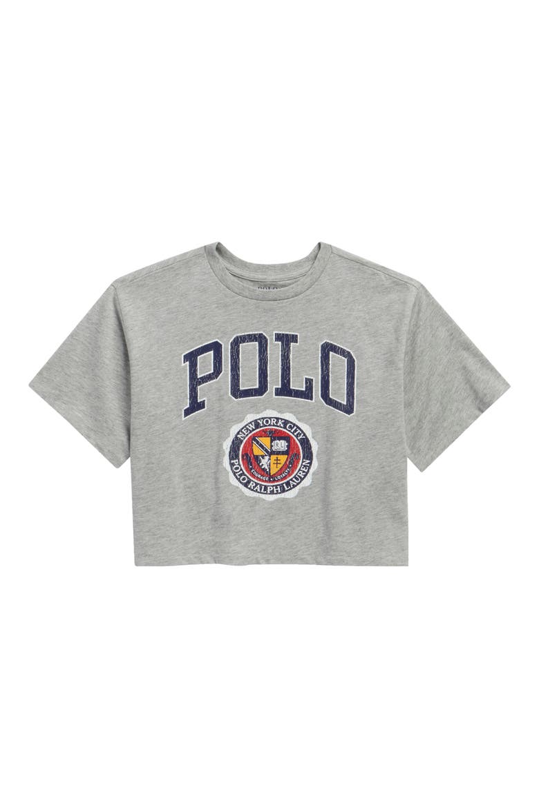 Kids' Logo Graphic Crop T-Shirt, Main, color, GREY HEATHER