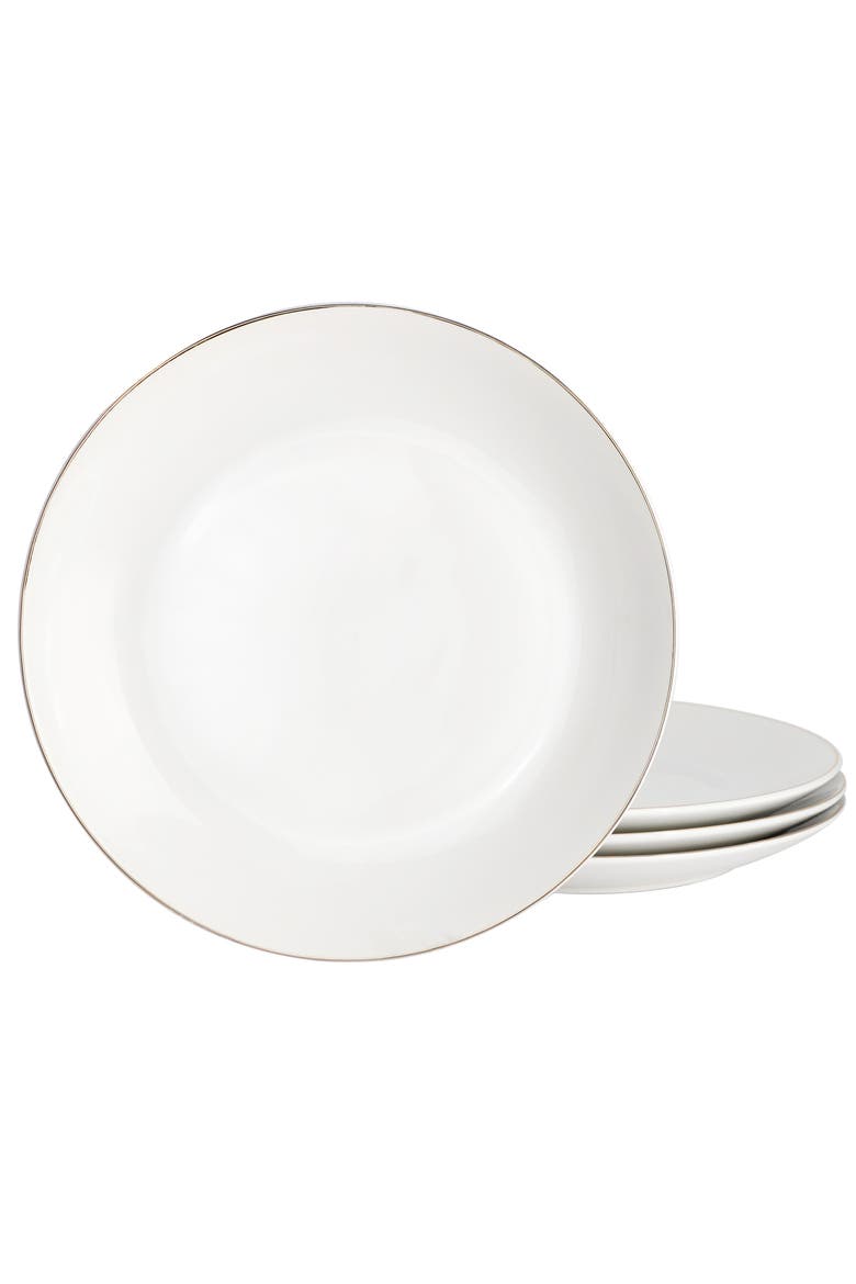 Ogalla 4 Piece Fine Ceramic 10.5 Inch Dinner Plate Set, Main, color, Gold