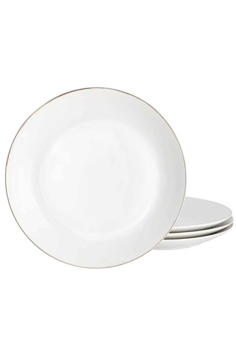 Gibson Home Ogalla 4 Piece Fine Ceramic 10.5 Inch Dinner Plate Set, Main, color, Gold
