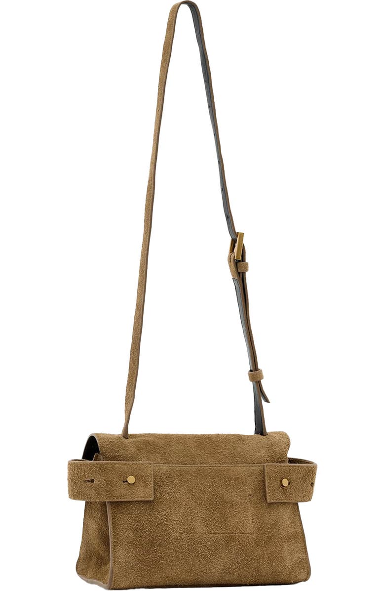 AllSaints Mini Ursa Suede Crossbody Bag, Alternate, color, Biscuit Brown