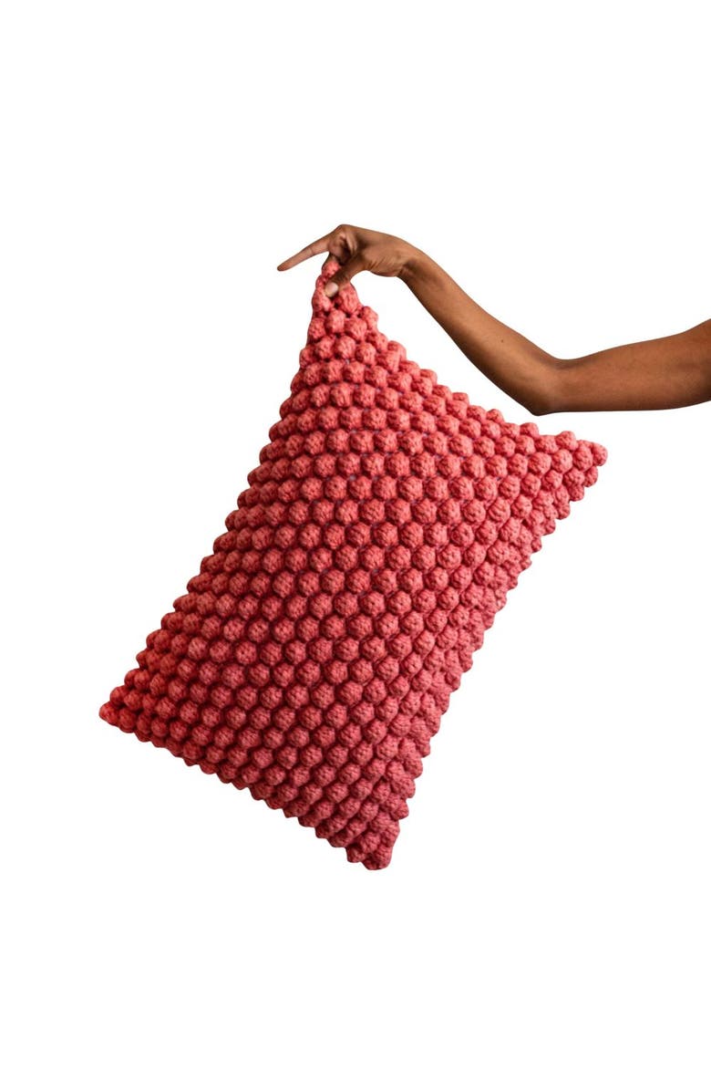 kanju Interiors Cotton Bobbles Textured Throw Pillow - with Insert, Main, color, Cerise