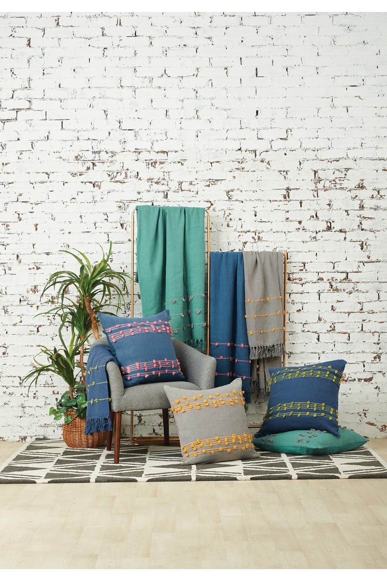 50" x 60" Tabb Indigo & Citron Handcrafted Textured Tufts Throw Blanket, Alternate, color, Blue