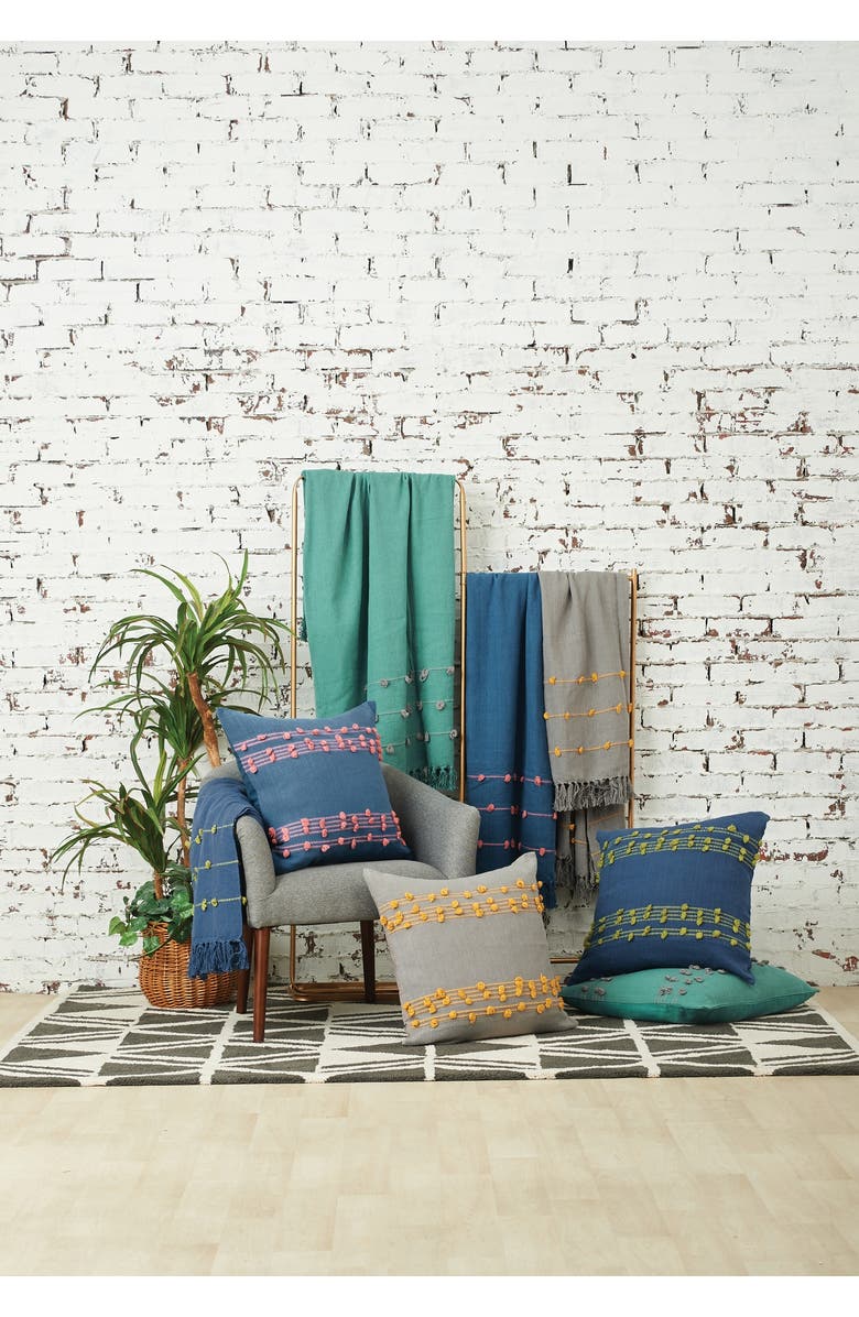 carol & frank 50" x 60" Tabb Indigo & Citron Handcrafted Textured Tufts Throw Blanket, Alternate, color, Blue