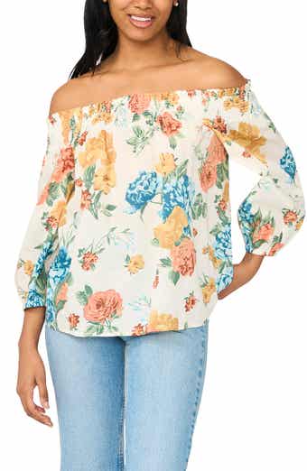 Off the Shoulder Smocked Cotton Top