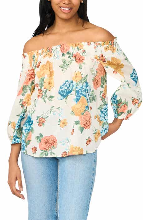 Off the Shoulder Smocked Cotton Top