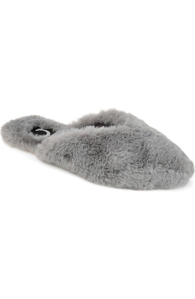 Journee Collection JOURNEE Sundown Faux Fur Slipper, Main, color, Grey