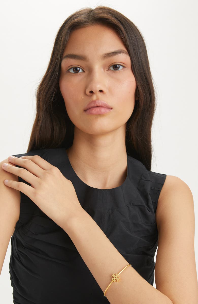 Tory Burch Icon Hinged Cuff, Alternate, color, Tory Gold