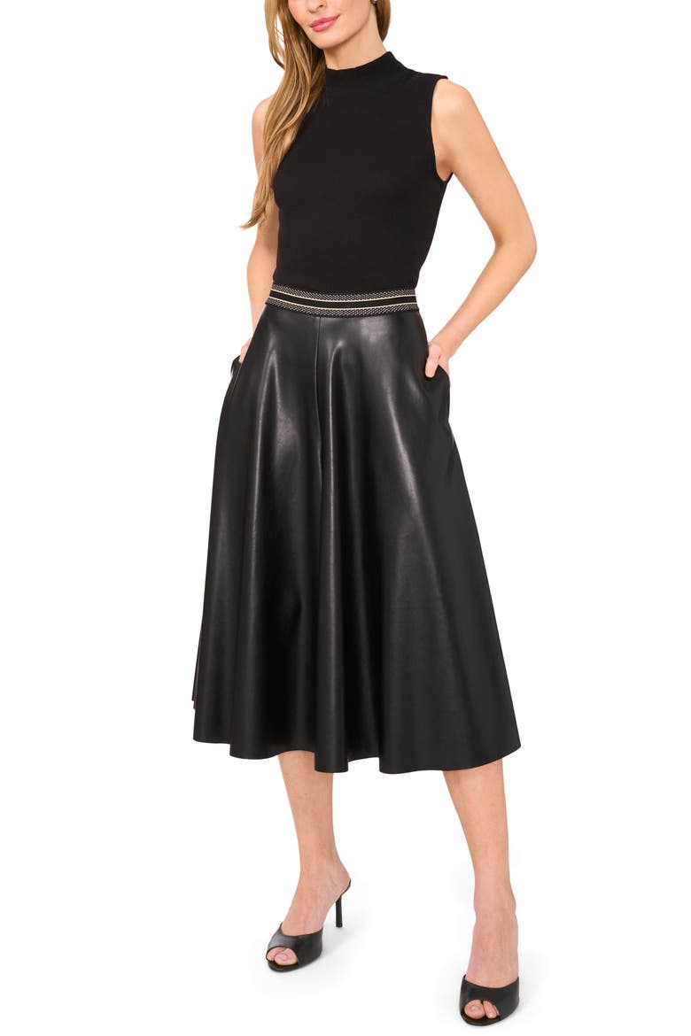 Faux Leather Crop Wide Leg Culotte Pants, Alternate, color, RICH BLACK