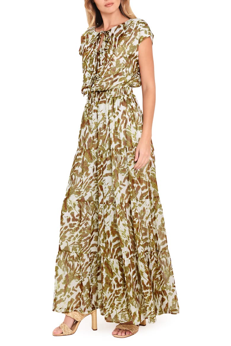 Printed Wide Leg Jumpsuit, Alternate, color, OLIVE BROWN
