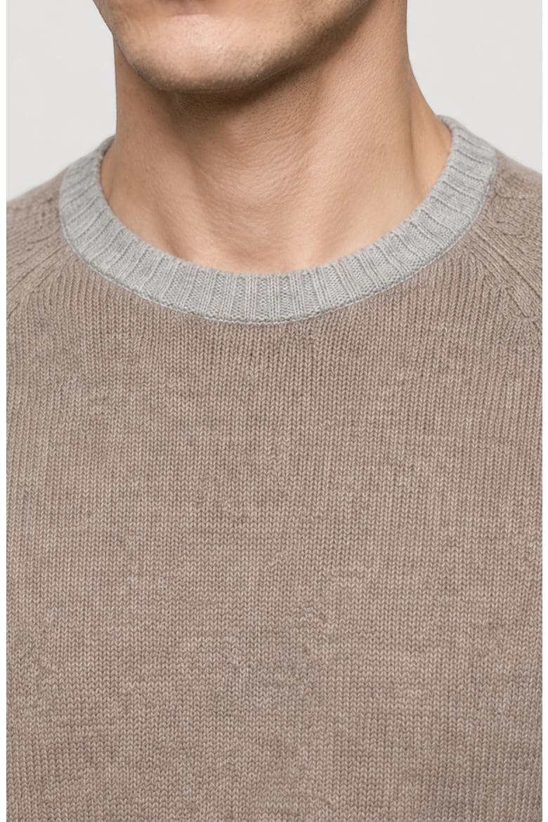 Contrast Crewneck Wool Blend Sweater, Alternate, color, TAUPE