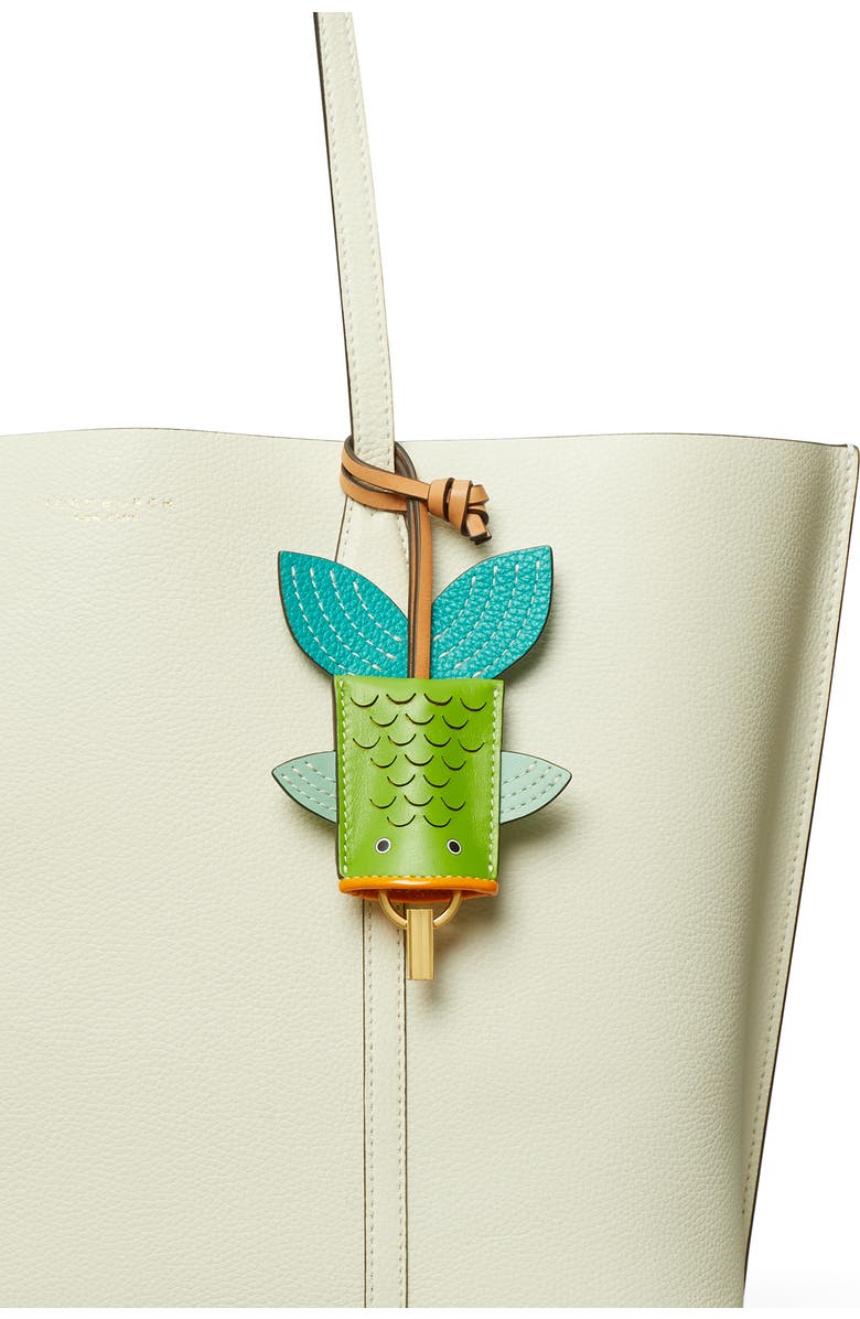 Tory Burch Fish Leather Bag Charm, Alternate, color, Green Multi