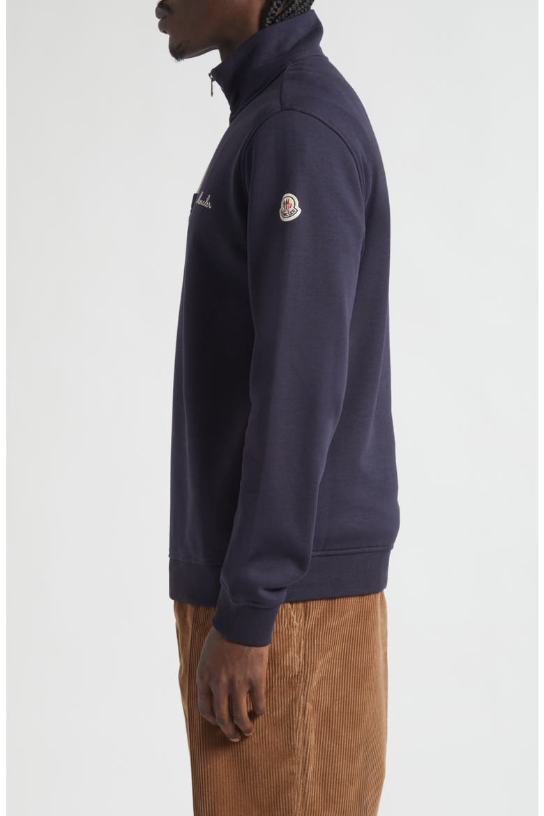 Embroidered Logo Patch Fleece Quarter Zip Sweatshirt, Alternate, color, NAVY BLUE