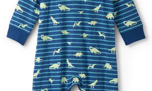 Hatley Stripe Dinosaur Print Glow In Blue