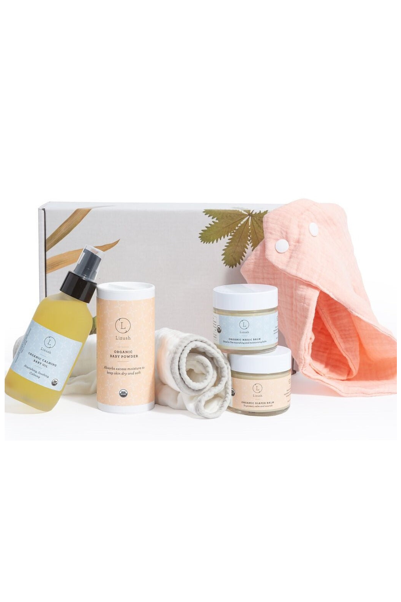 Organic full care new baby gift set, Main, color, Personalized Lid