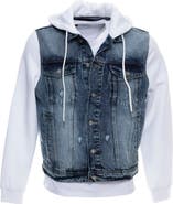 XRAY Denim Mixed Media Pullover Hoodie