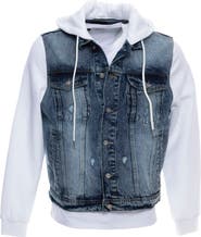 XRAY Denim Mixed Media Pullover Hoodie