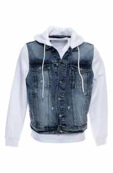 XRAY Denim Mixed Media Pullover Hoodie