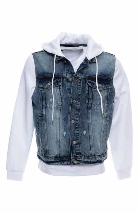 XRAY Denim Mixed Media Pullover Hoodie