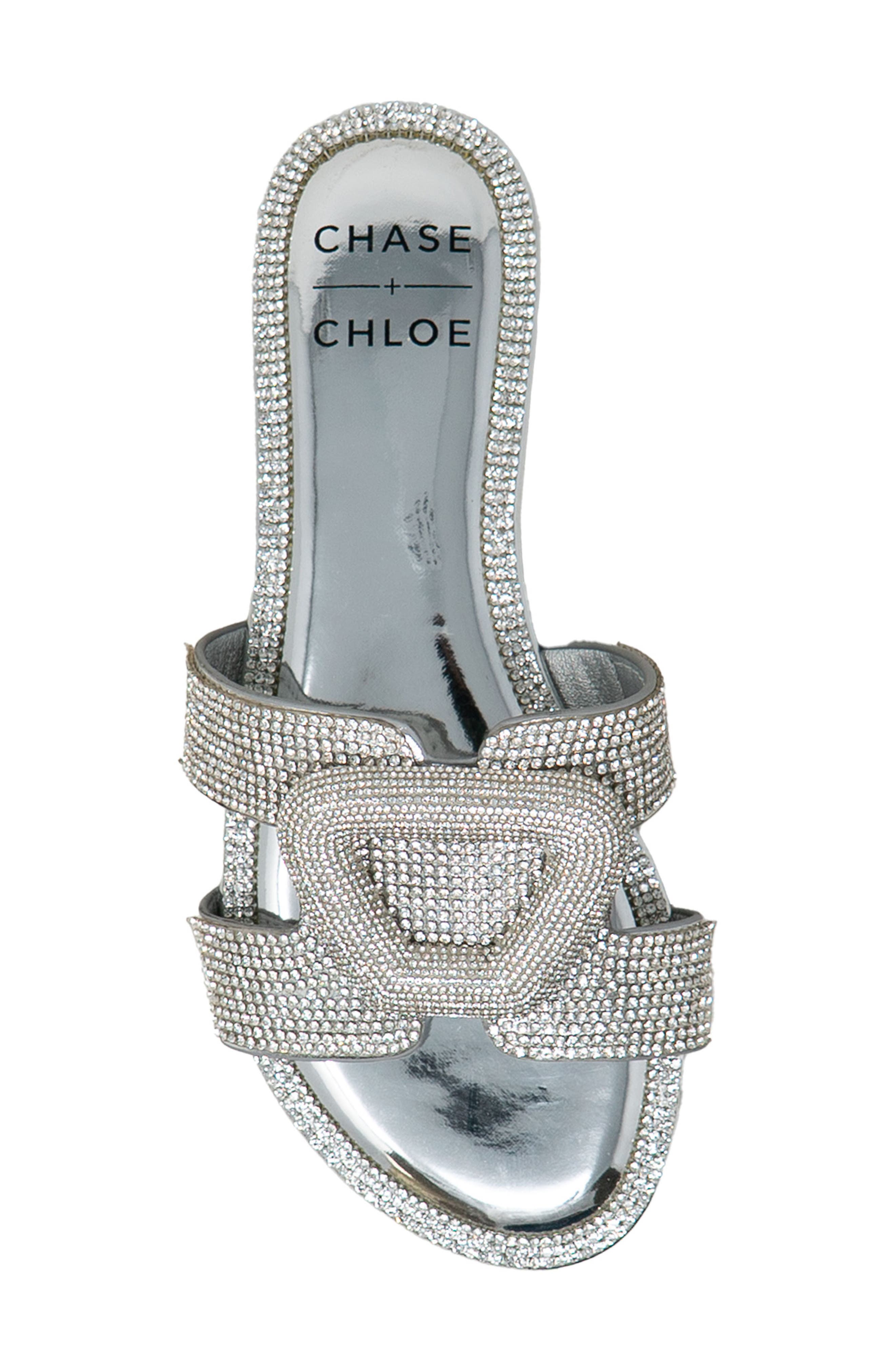 Rhinestone Embellished Slide Sandal, Alternate, color, SILVER METALLIC