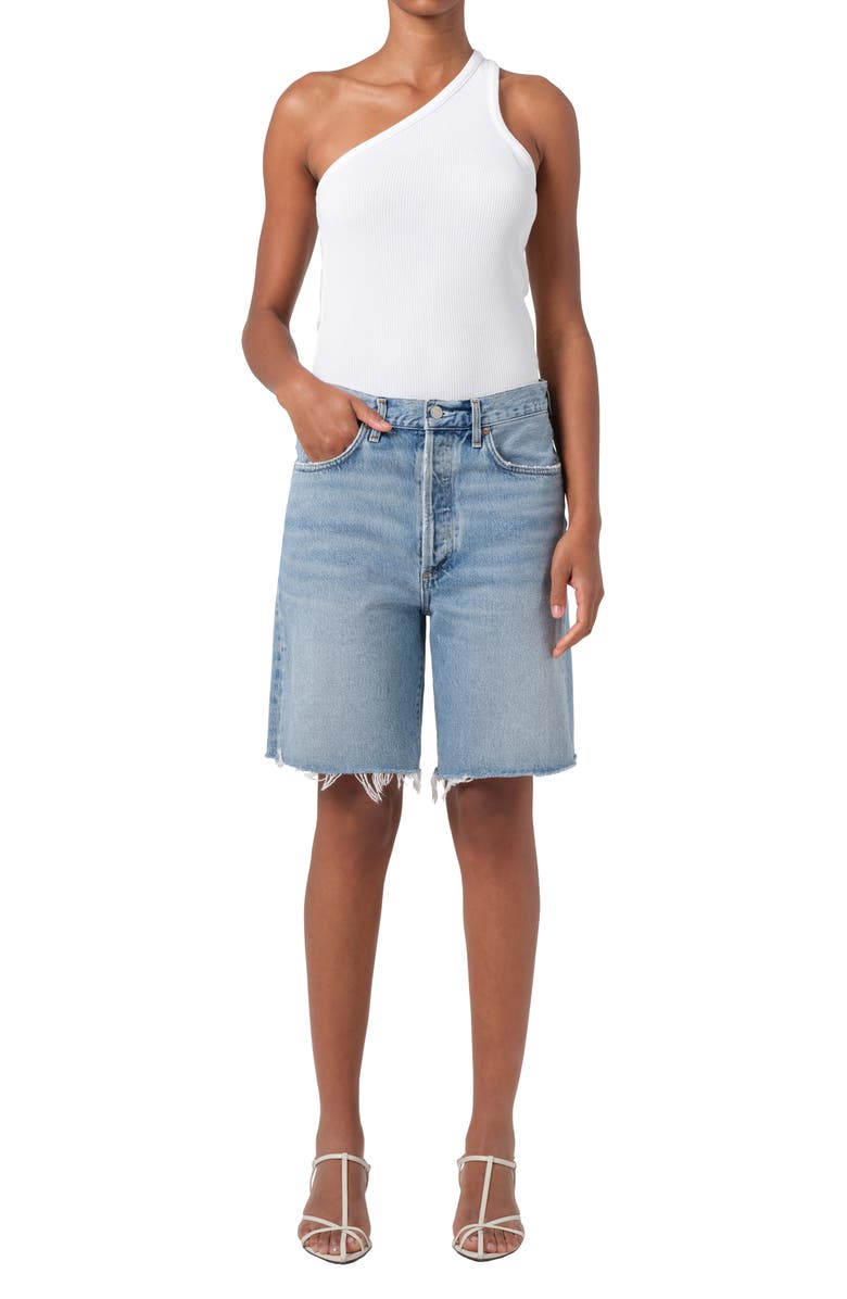 AGOLDE '90s Long Cutoff Denim Shorts, Alternate, color, Force