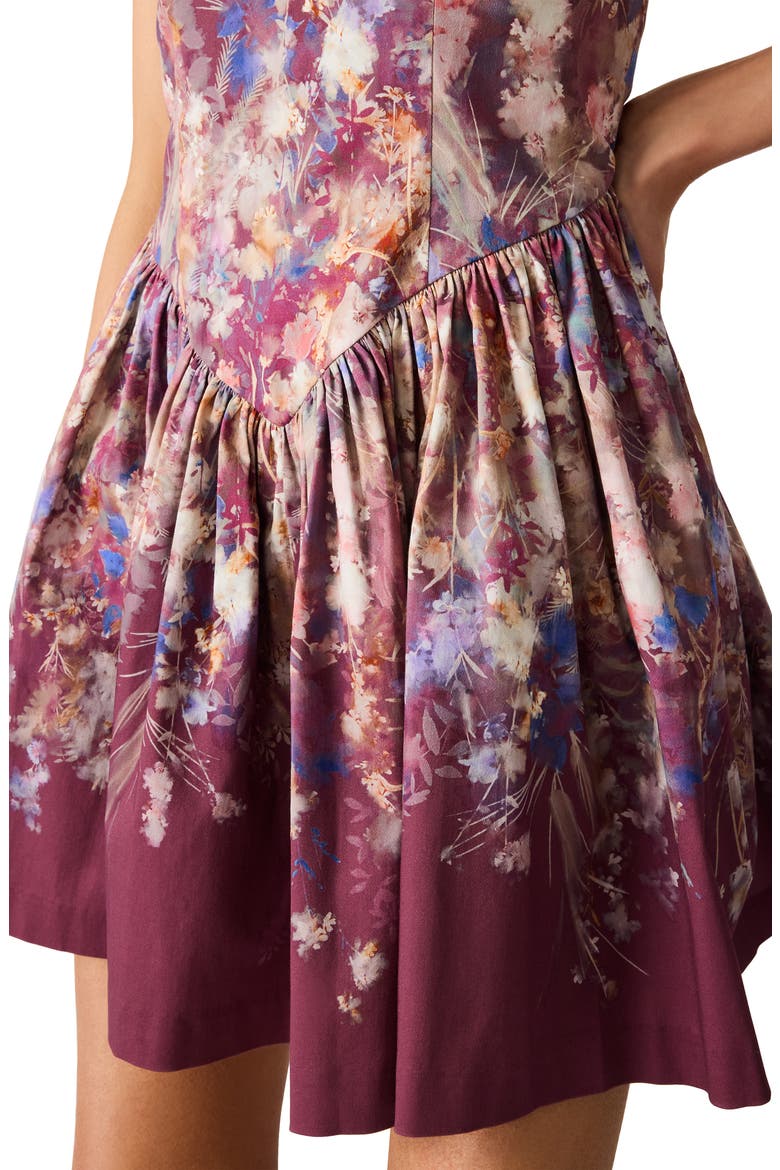 Trove Floral Minidress, Alternate, color, FOREST BERRY