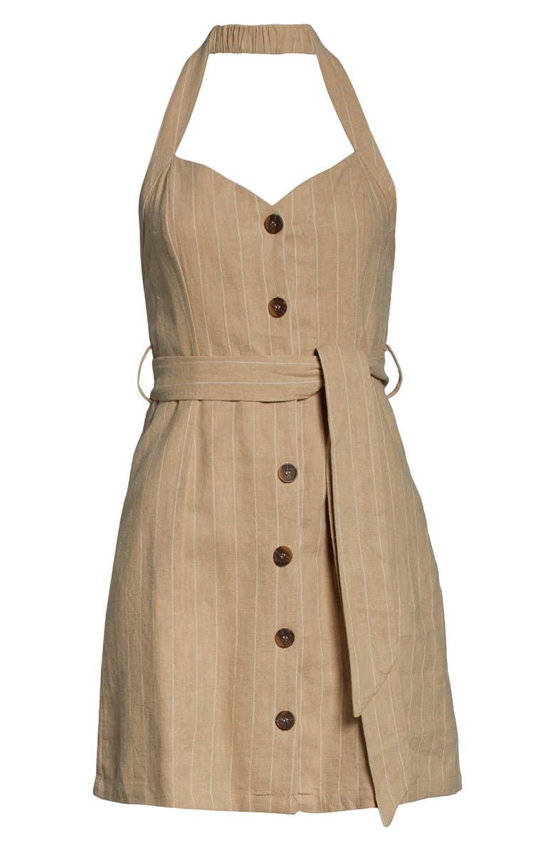 Lost + Wander Suntan Stripe Linen & Cotton Dress, Alternate, color, 