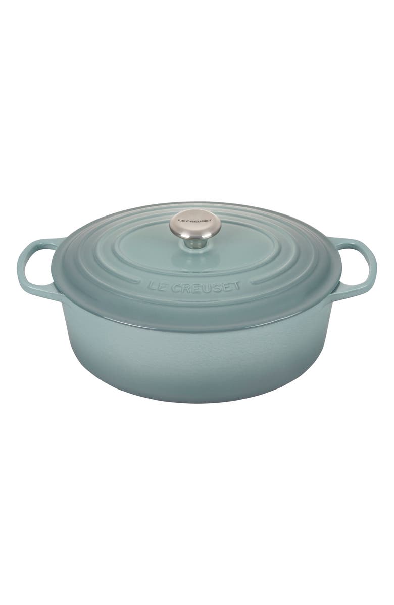 Le Creuset Signature 6.75-Quart Oval Enamel Cast Iron French/Dutch Oven with Lid, Main, color, Sea Salt