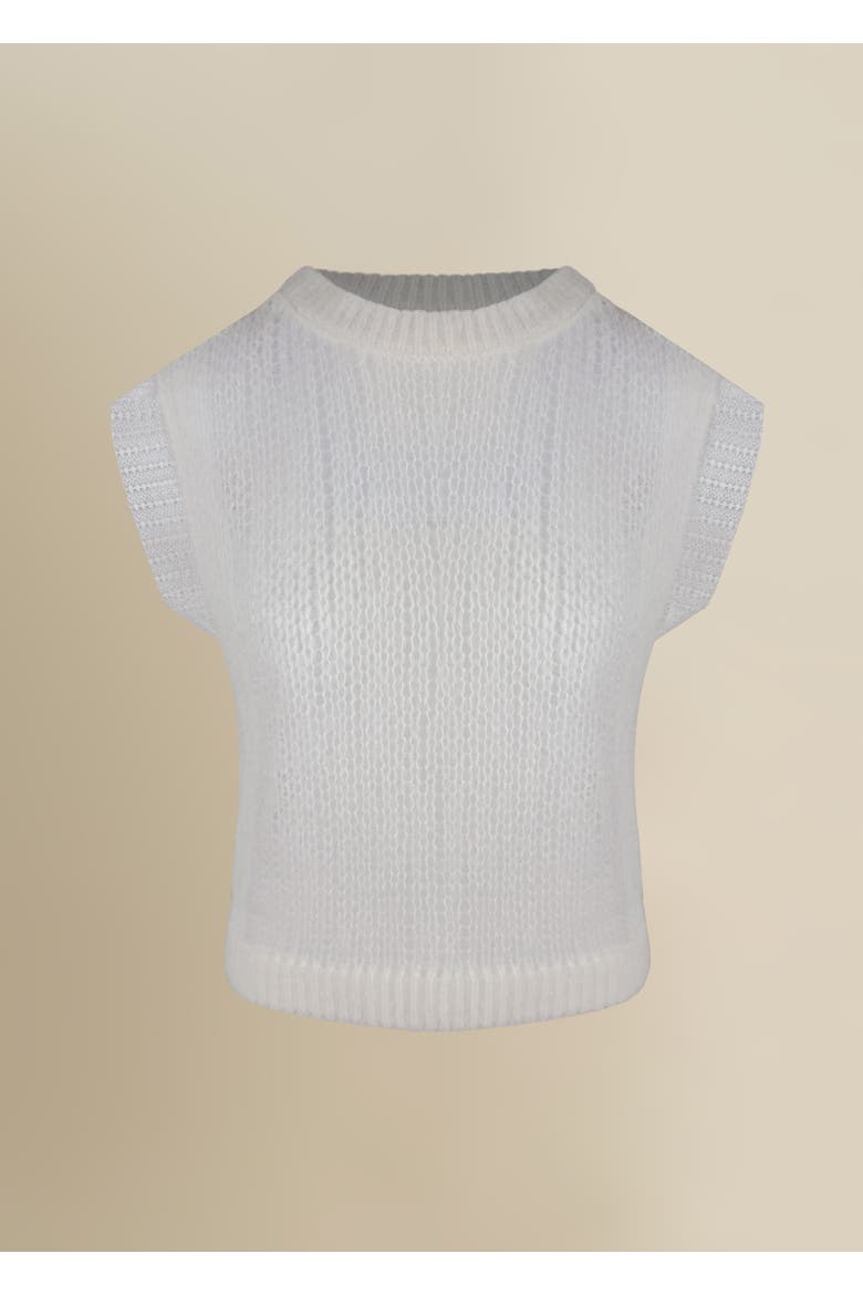 Laissez Soft Alpaca Lace-Layered Sweater Vest, Main, color, White