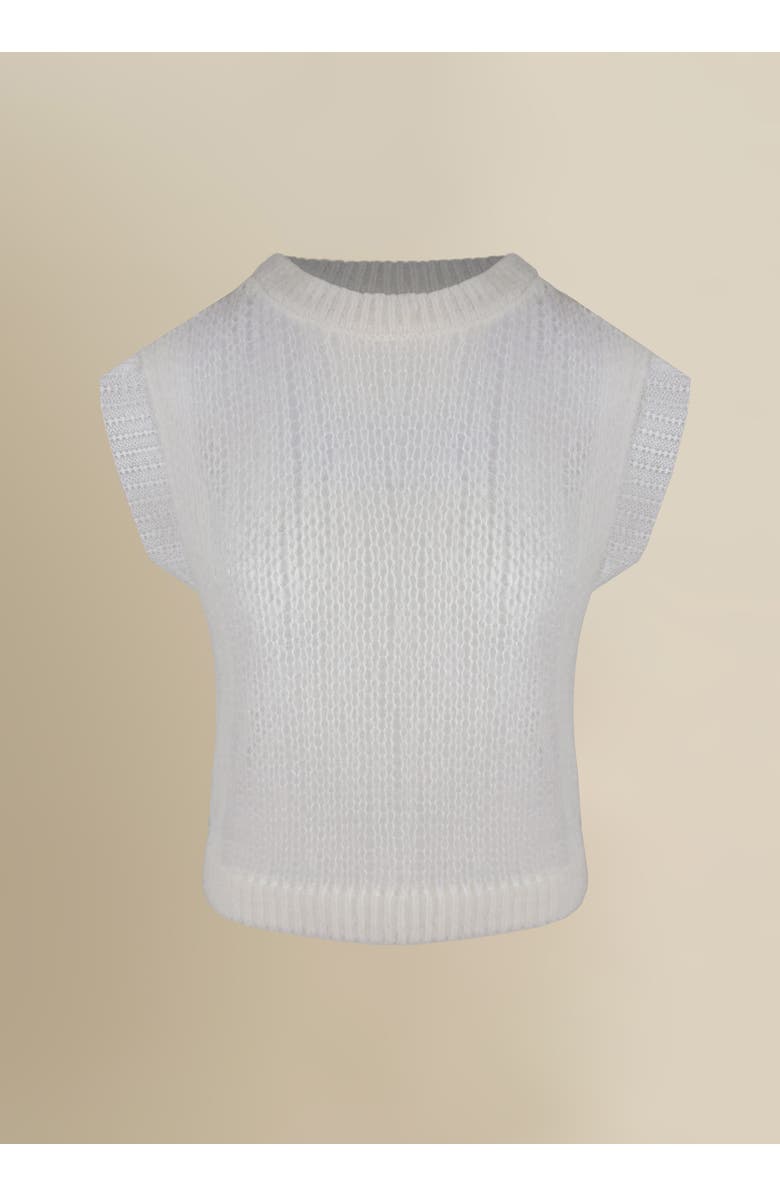 Contessa Mills Laissez Soft Alpaca Lace-Layered Sweater Vest, Main, color, White
