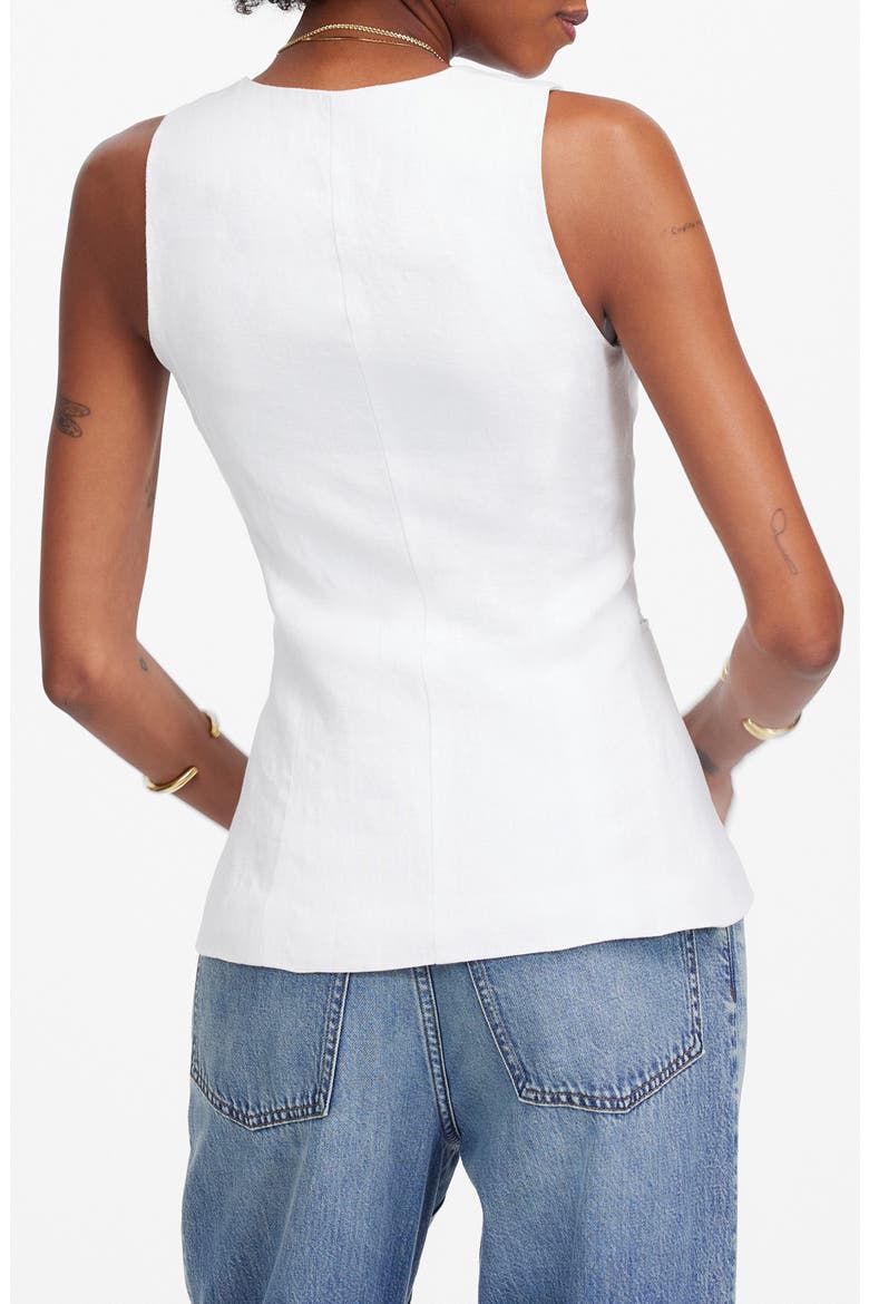 Linen Scoop Neck Cutaway Vest, Alternate, color, SALT