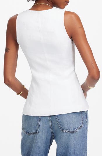 Linen Scoop Neck Cutaway Vest