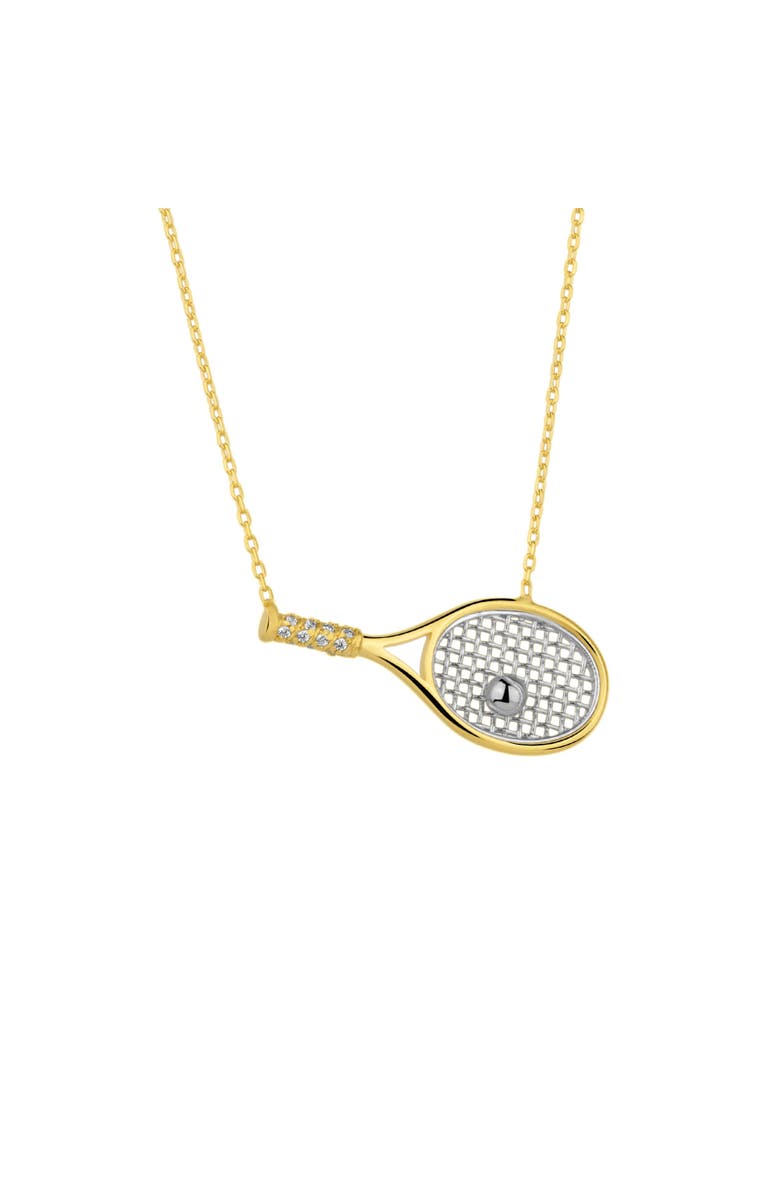 Spero London Sterling Silver Gold Tennis Racket Necklace, Main, color, Gold