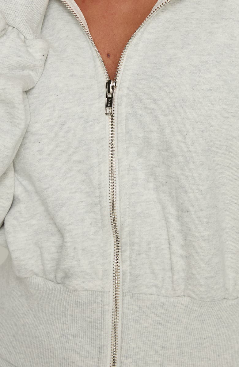 Princess Polly Daytime Blouson Crop Hoodie, Alternate, color, Snow Marle