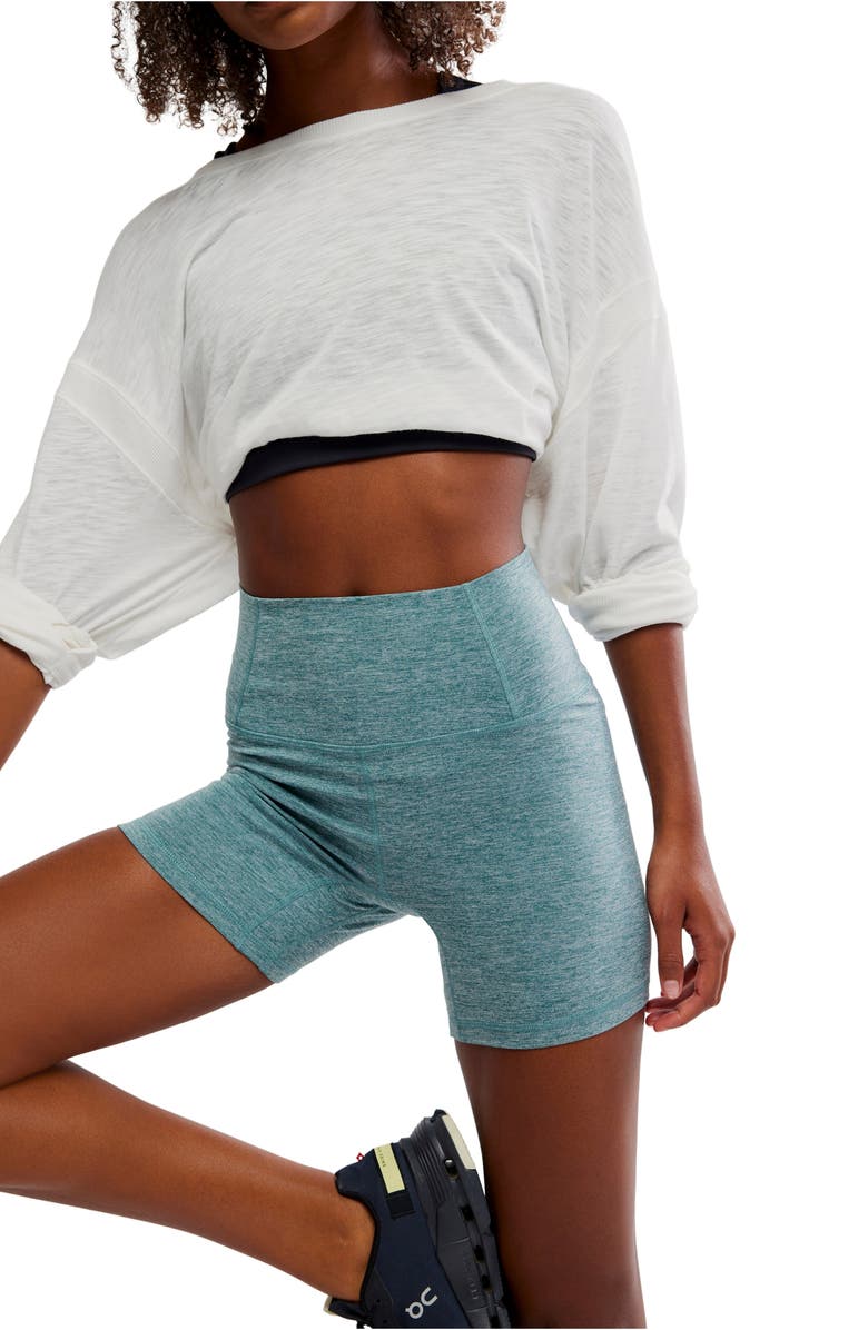 Free People FP Movement Never Better Heathered Bike Shorts, Alternate, color, Midnight Jade