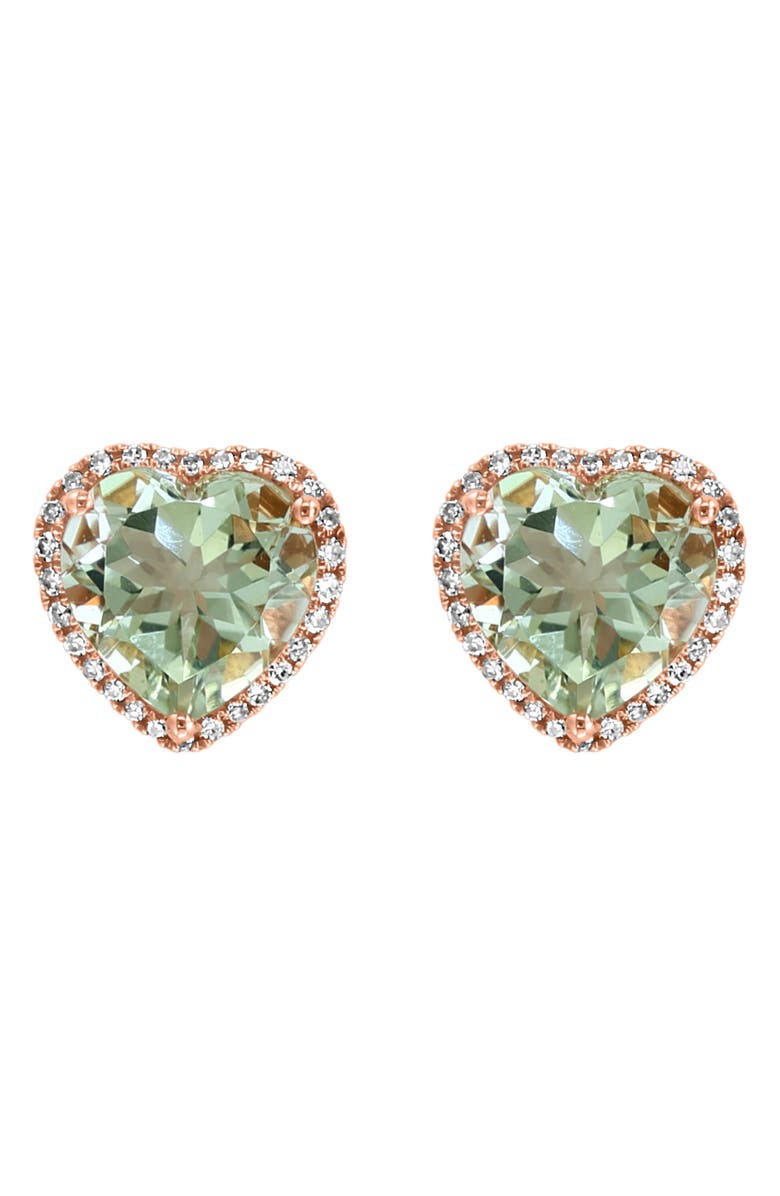 EFFY 14K Gold Diamond & Amethyst Heart Stud Earrings, Main, color,