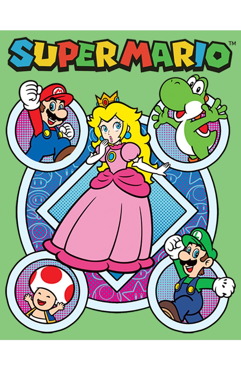 NINTENDO Girl's Nintendo Super Mario Princess Peach Friends Graphic T-Shirt, Alternate, color, Mint