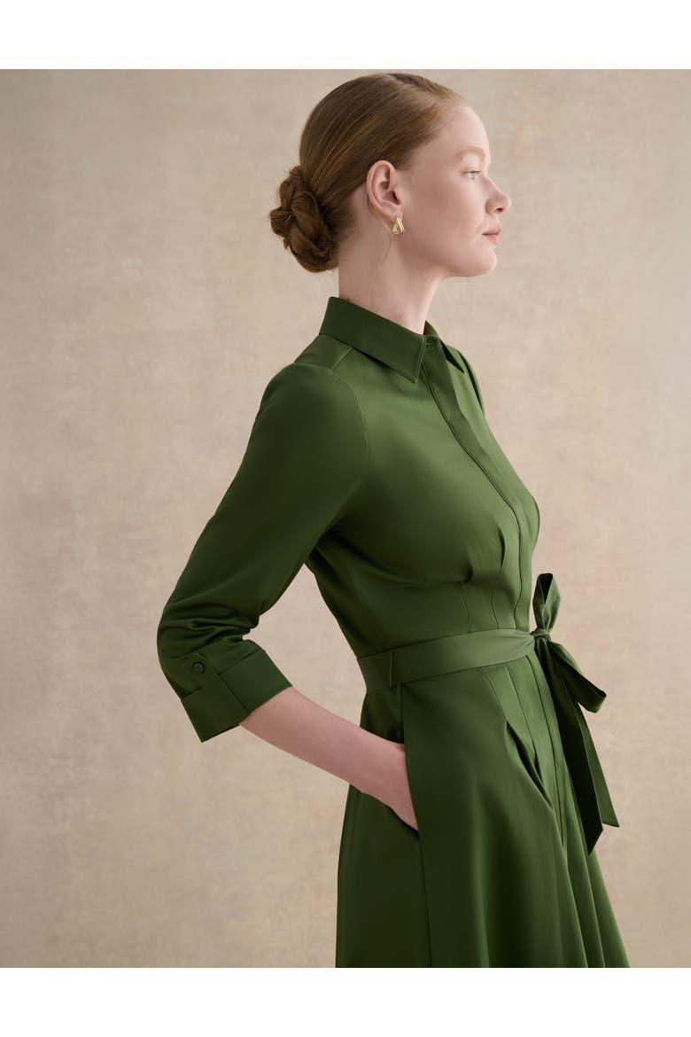 Brigitta Midi Dress, Alternate, color, Pine Green