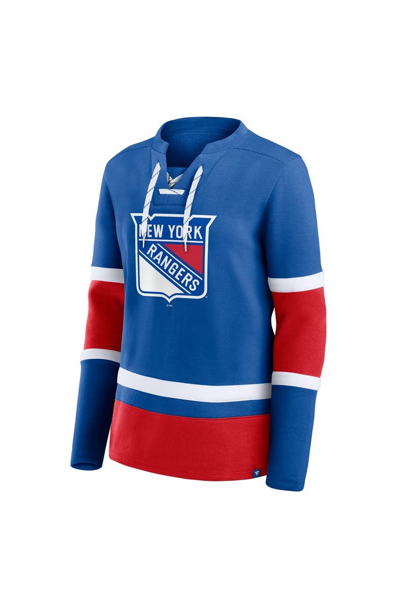 FANATICS Women's Fanatics Blue New York Rangers Prime Time Lace-Up Long Sleeve T-Shirt, Alternate, color, Blue