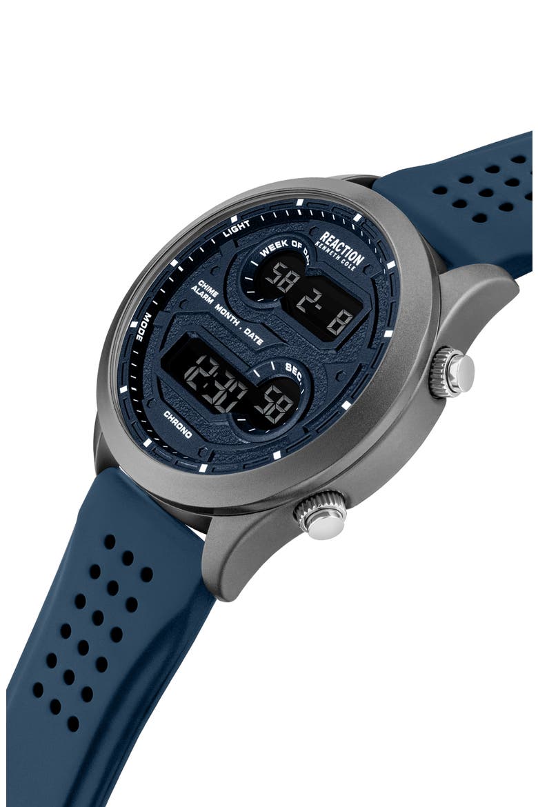 Silicone Strap Digital Watch, 47mm, Alternate, color, BLUE
