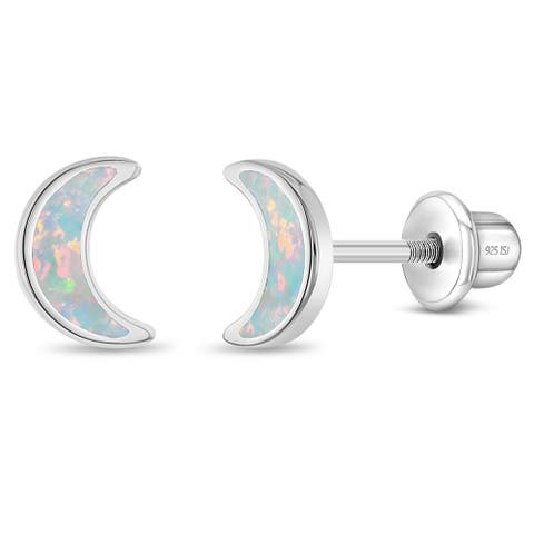 Elegant Opal Crescent Moon Earrings