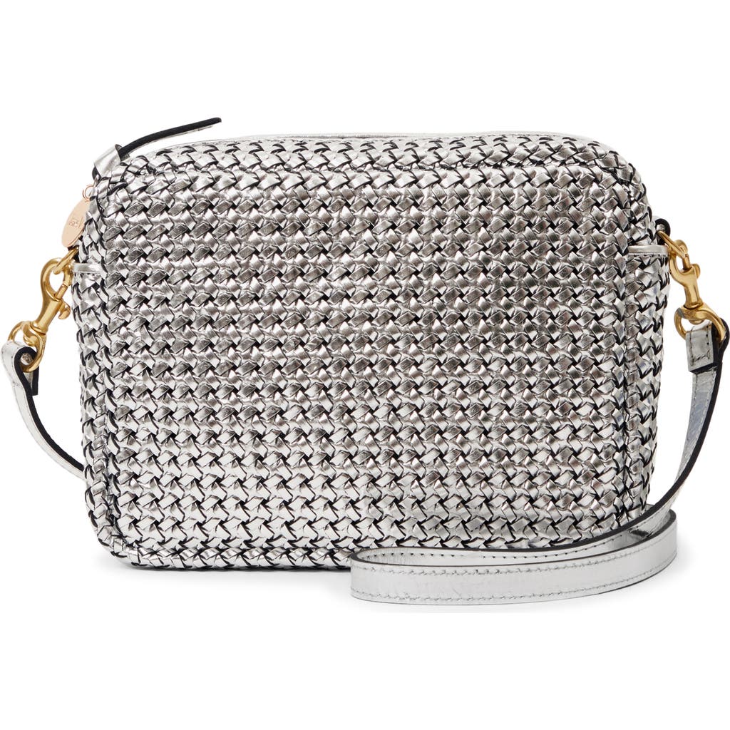Clare V . Midi Sac Woven Crossbody Bag In Silver