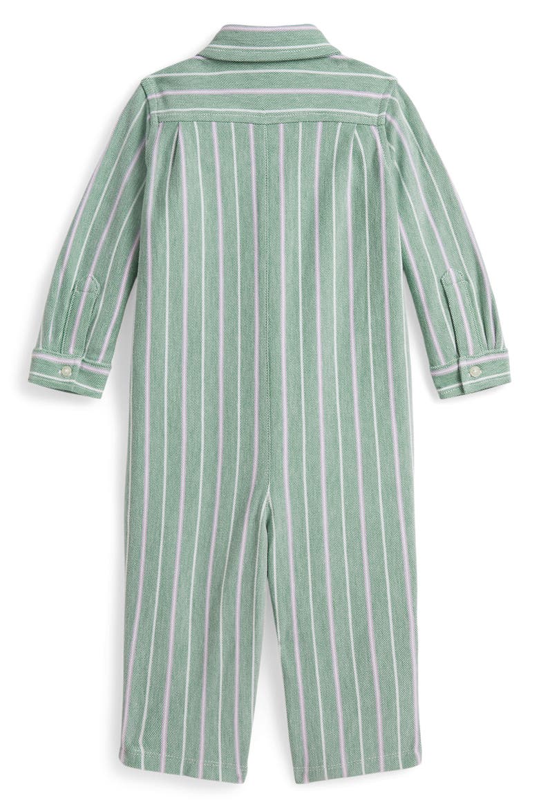 Kids' Striped Cotton Mesh Romper, Alternate, color, FOREST LAVENDER MULTI